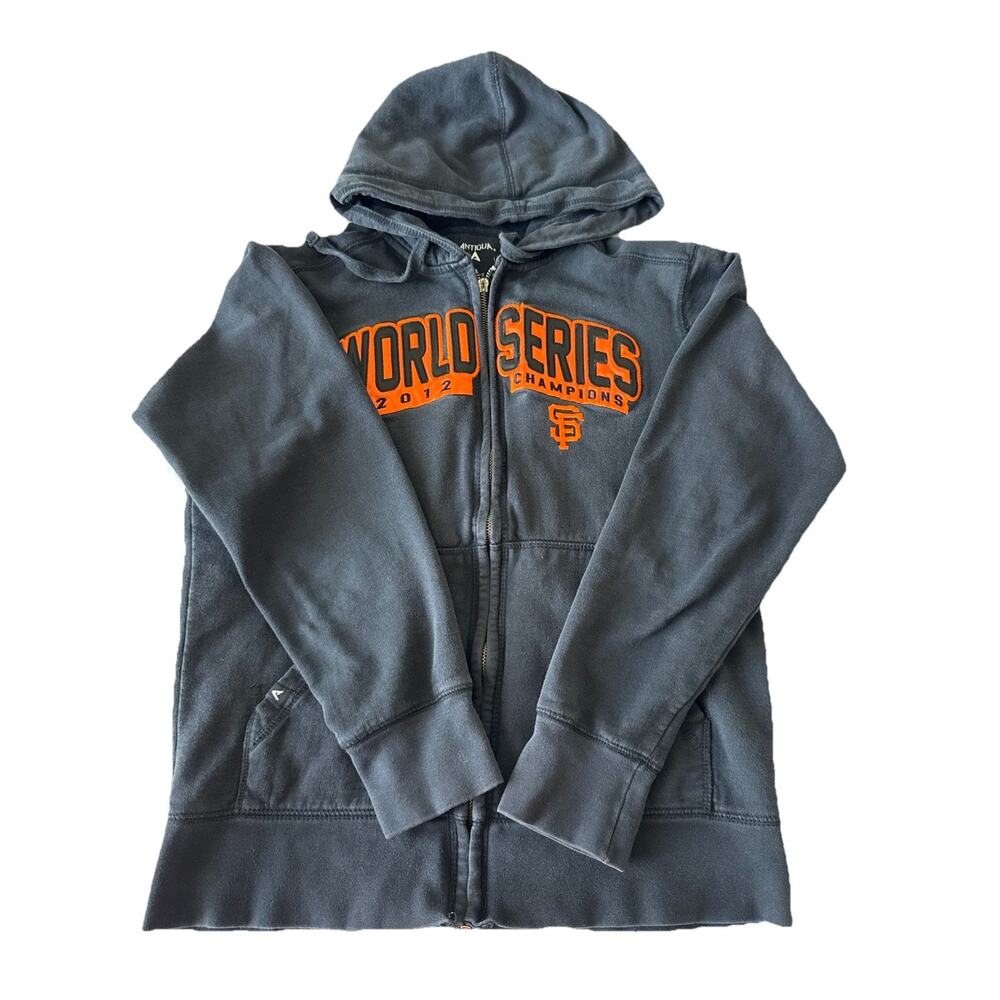 SAN FRANCISCO GIANTS 2012 WORLD SERIES CHAMPIONS Hoodie Black Sz M Broken Zipper